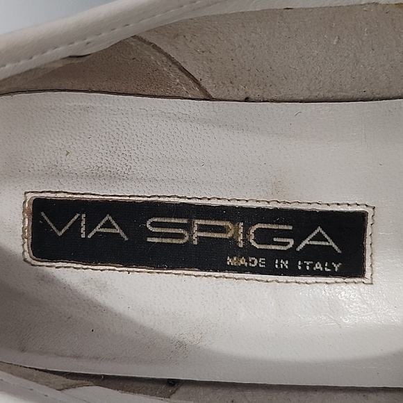 VIA SPIGA WHITE LEATHER SQUARE TOE LOAFERS MADE IN ITALY SIZE 8.5 - Picture 2 of 9